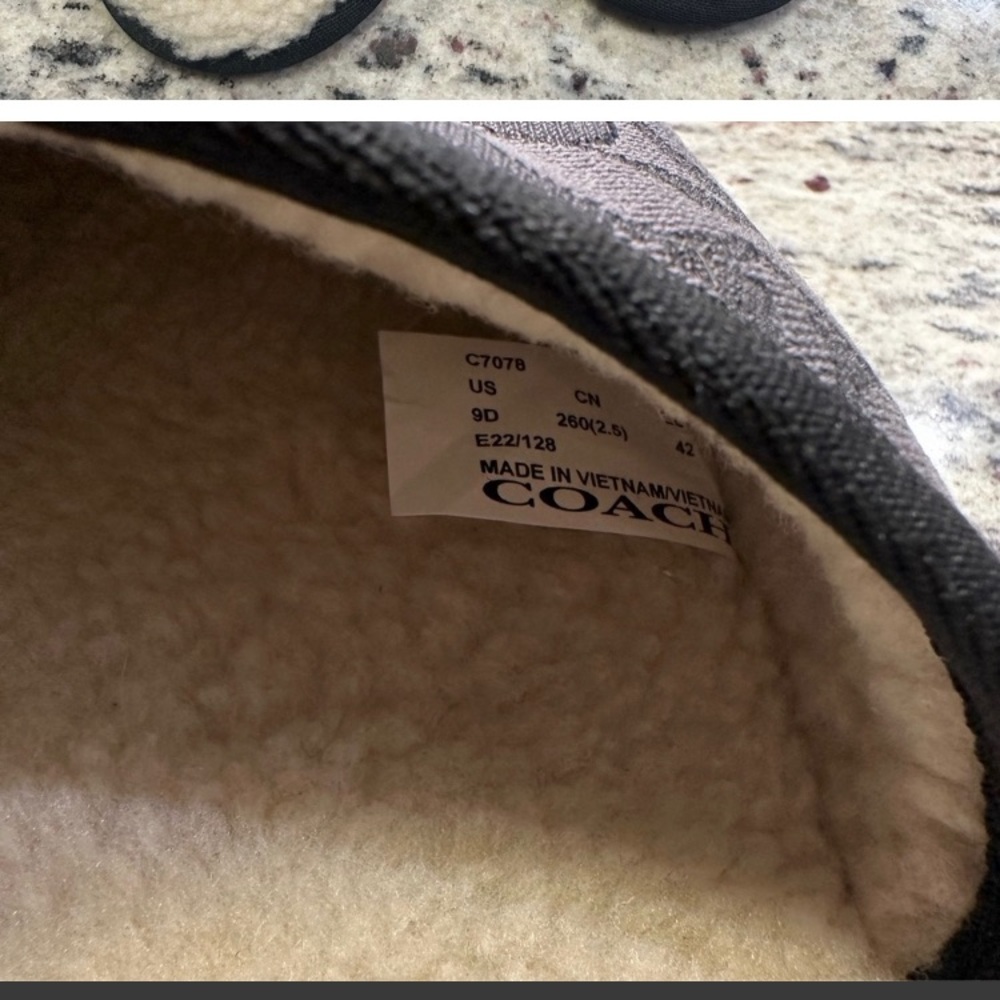 Coach Monogram Signature Jacquard Gray Slippers Mens size 9